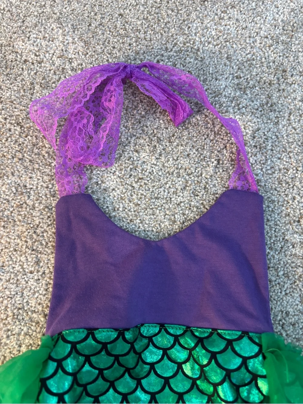 Baby Mermaid Costume Dress with Green Scale Skirt and Purple Top 3-6 months